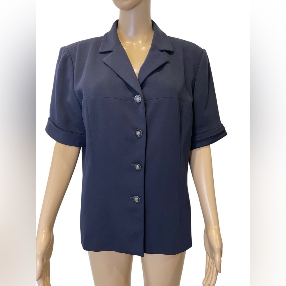 KASPER Navy Blue Women's Button-Up Top size 14
